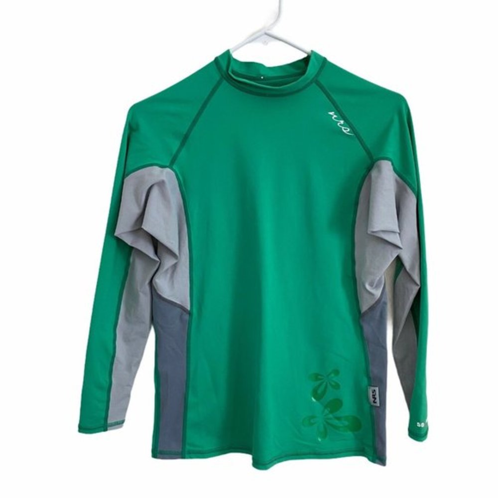 NRS Large Rash Guard Long Sleeve Shirt Green Top